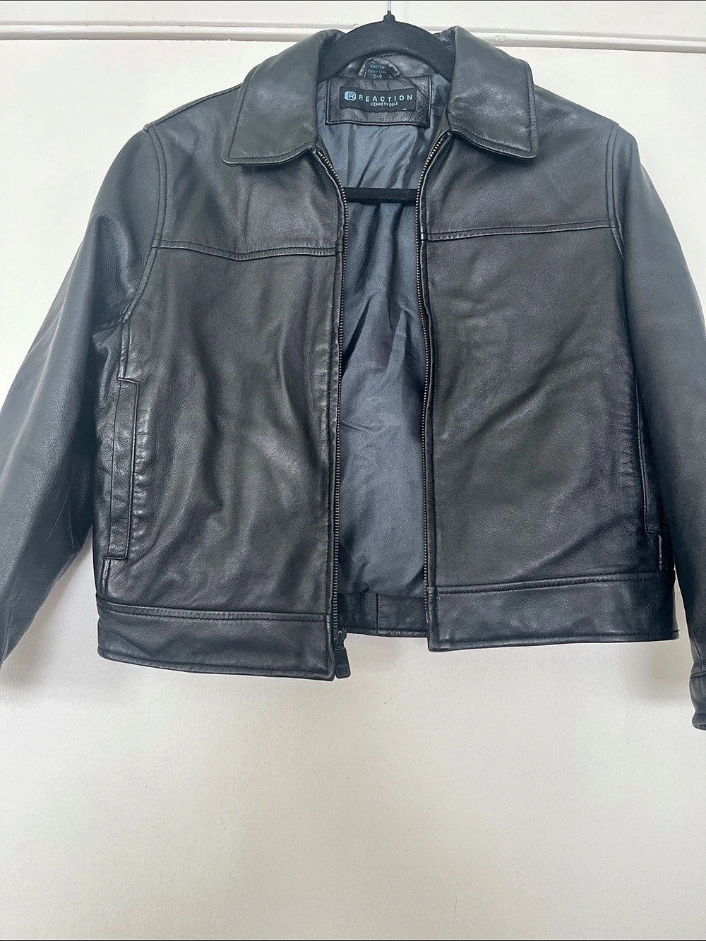 Kenneth Cole Reaction Black Leather Jacket Size Small